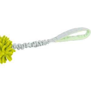 Jollypaw Hundespielzeug Bungee Dummy, gelber Plüschball mit elastischer Zugschnur und Handschlaufe.