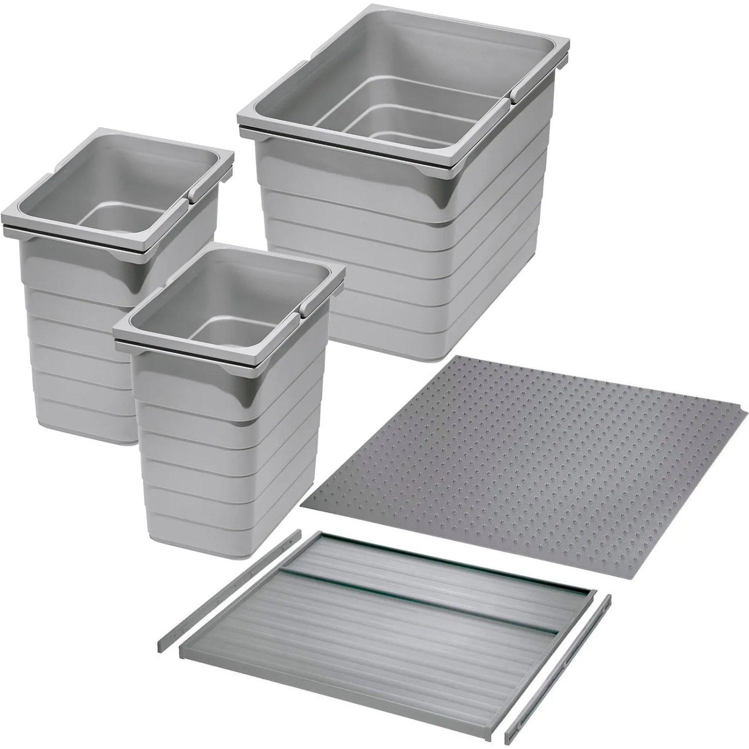 Ninka Abfalltrennsystem Eins2vier KB 450 mm 2x 8L 17L Alugrau für Seitenstärke 16 mm