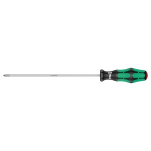 Wera Kreuzschlitz-Schraubendreher PH 1x200 mm mit ergonomischem schwarz-grünem Griff und Abrollschutz.