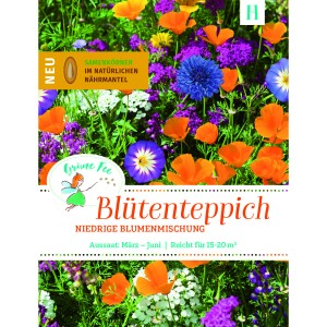 Grüne Fee Easyseed Blumenmischung für niedrige Blumen, ideal für farbenfrohe Blütenteppiche.
