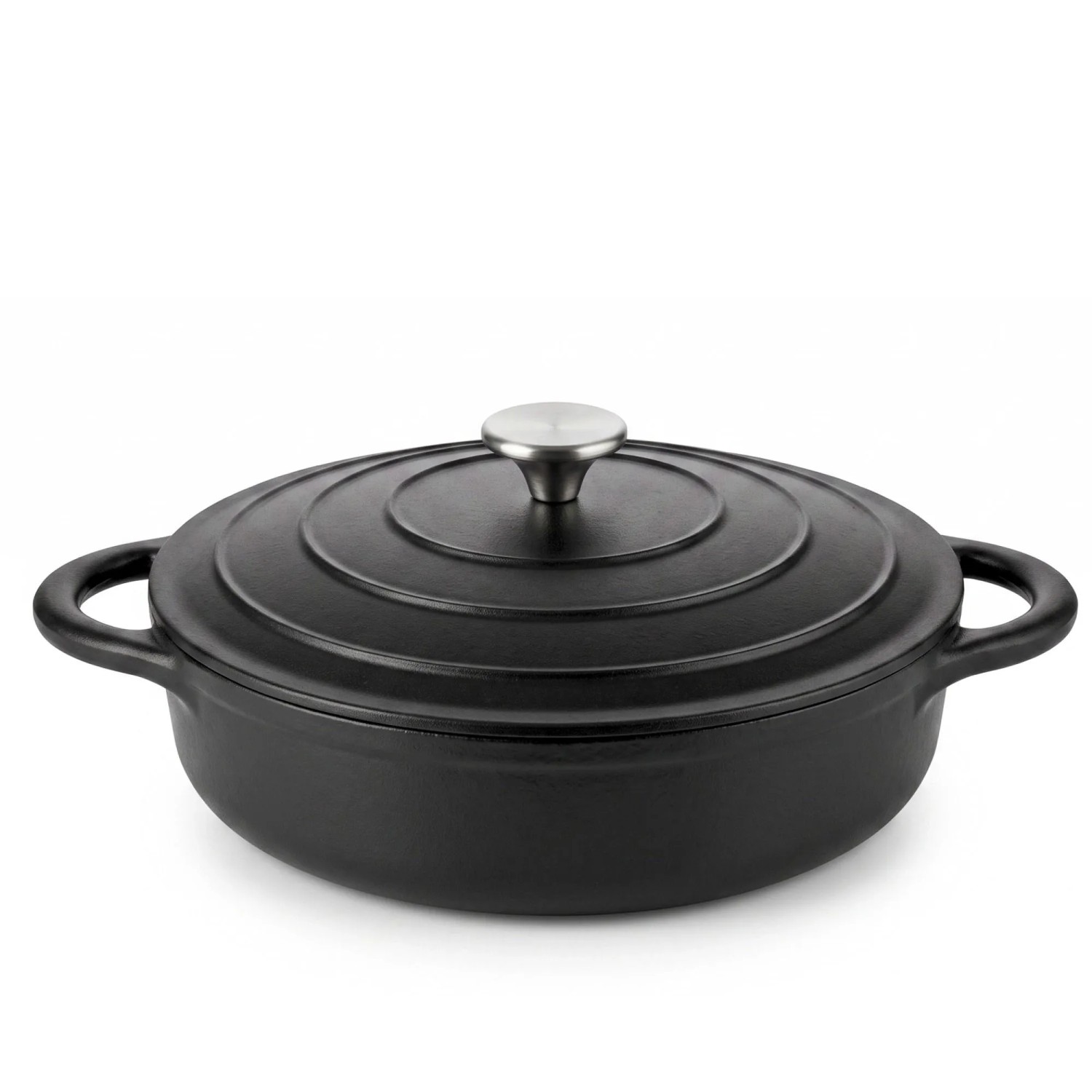 osoltus Gusseisen Servierpfanne M Deckel Topf 28cm Emaille Schwarz