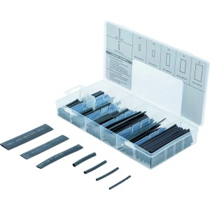 Westfalia Schrumpfschlauch Sortiment, 127-teilig, schwarz, in Sortierbox für Elektroarbeiten.