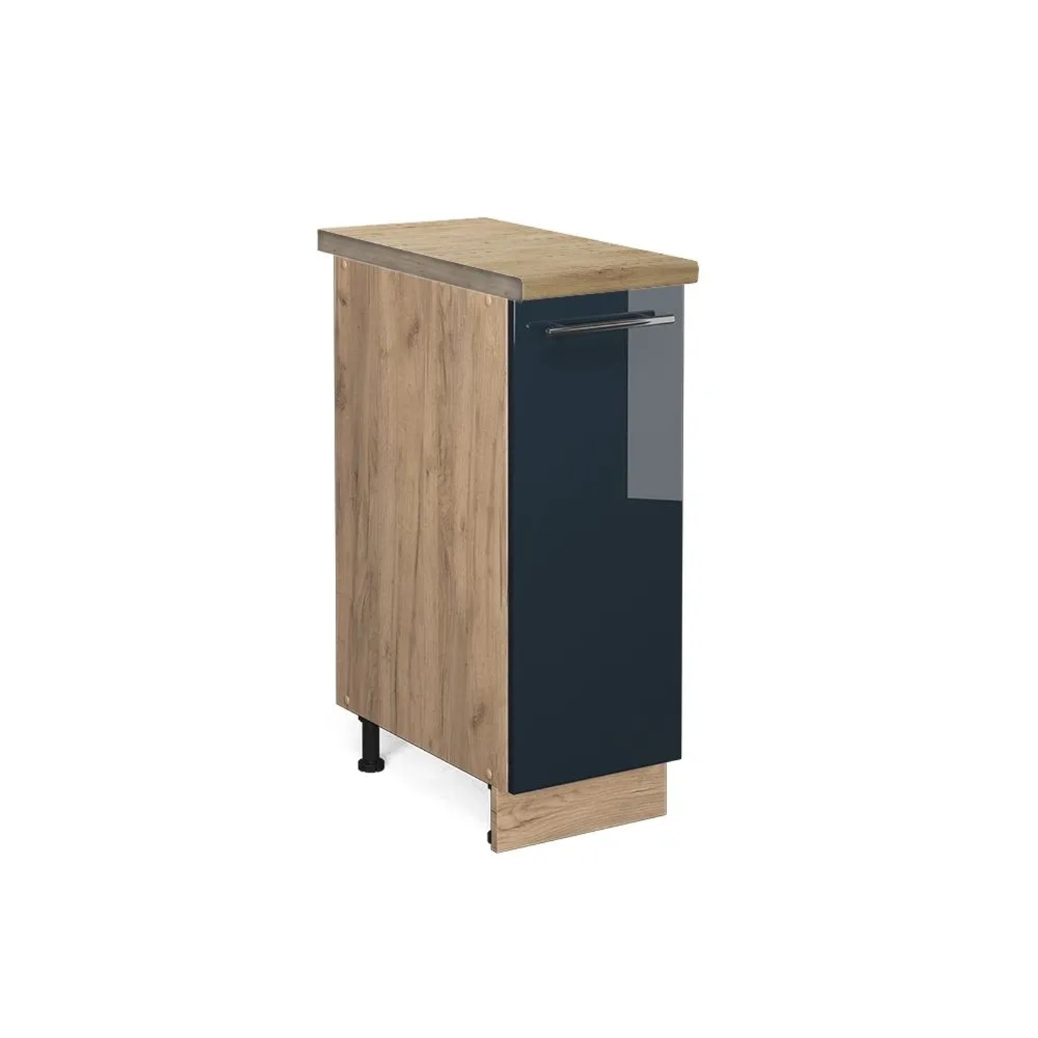 Vicco Apothekerschrank Fame-Line DunkelBlau Hochglanz Goldkraft Eiche 30 cm AP Eiche