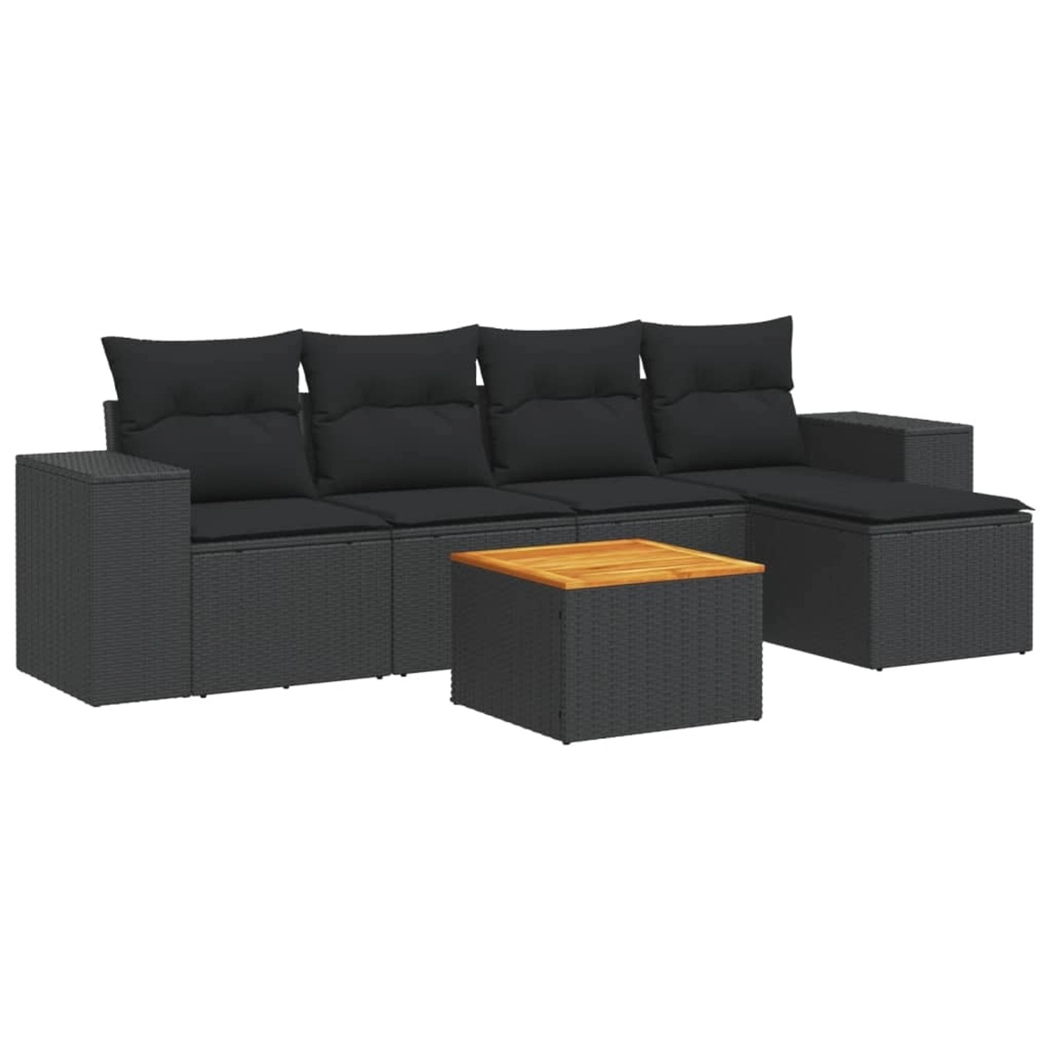 vidaXL 6-tlg Garten-Sofagarnitur mit Kissen Schwarz Poly Rattan Modell 131 günstig online kaufen