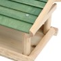 VidaXL Vogelfutterhaus aus Holz, zur Wandmontage, mit grünem Dach.
