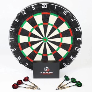 Lion Home Dartscheibe Set, 45 cm Sisal, mit 6 Pfeilen, Anspitzer und Aufbewahrungsbox.