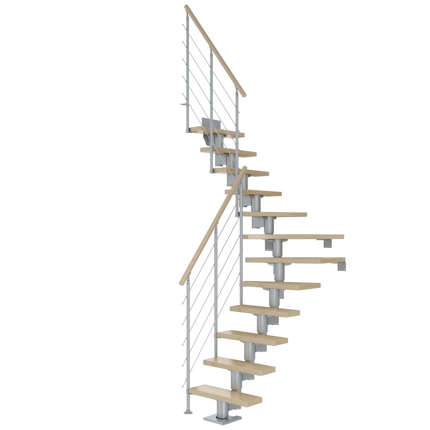 Dolle Mittelholmtreppe Dublin Ahorn Perlgrau GH bis 270 cm 1/4 Gewendelt 65 günstig online kaufen