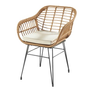 Kobolo Esszimmerstuhl Stuhl Gartensessel Gartenstuhl Retro Look mit Kissen