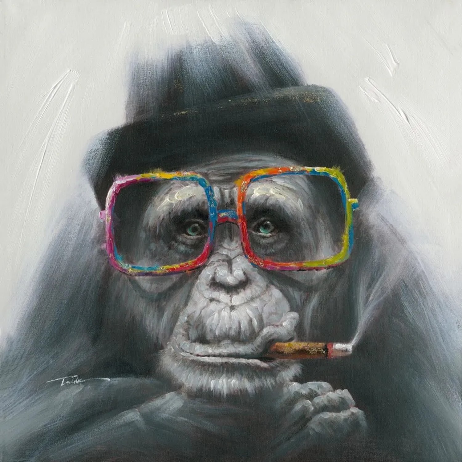 Art Universe Leinwandbild Rauchender Affe 70 x 70 cm