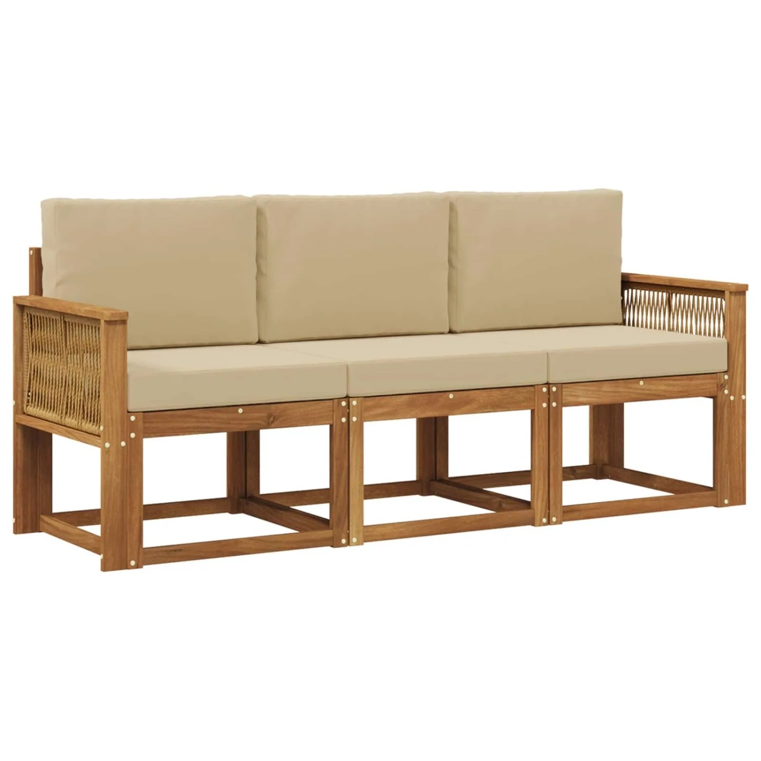vidaXL Outdoor-Sofagarnitur mit Kissen 3 Stk Natur und Beige Polyester 3384959