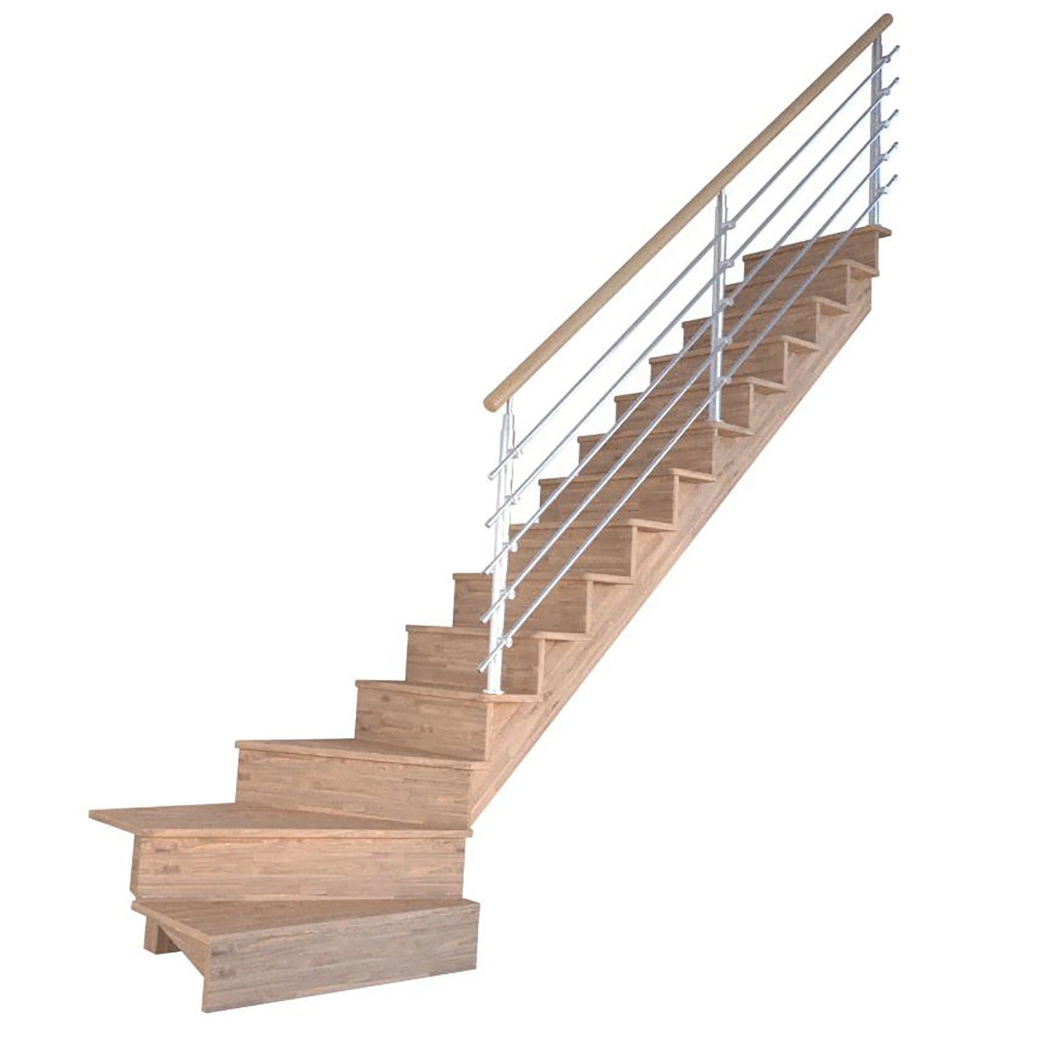 Treppe Lindos Eiche Gewendelt R Setzstufen 100 cm Design-Geländer-Edelstahl günstig online kaufen