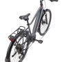 Graues Telefunken SUV E-Bike mit 29 Zoll Reifen, Gepäckträger und Mittelmotor.