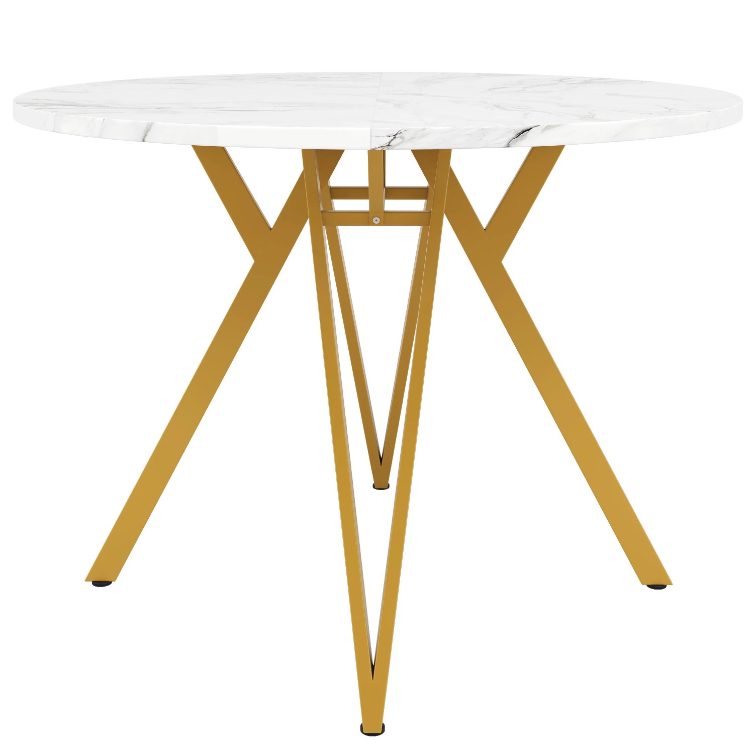 okwish Runder Esstisch Küchen-Esstisch Couchtisch für 4 Personen 80 × 80 cm Goldfarben