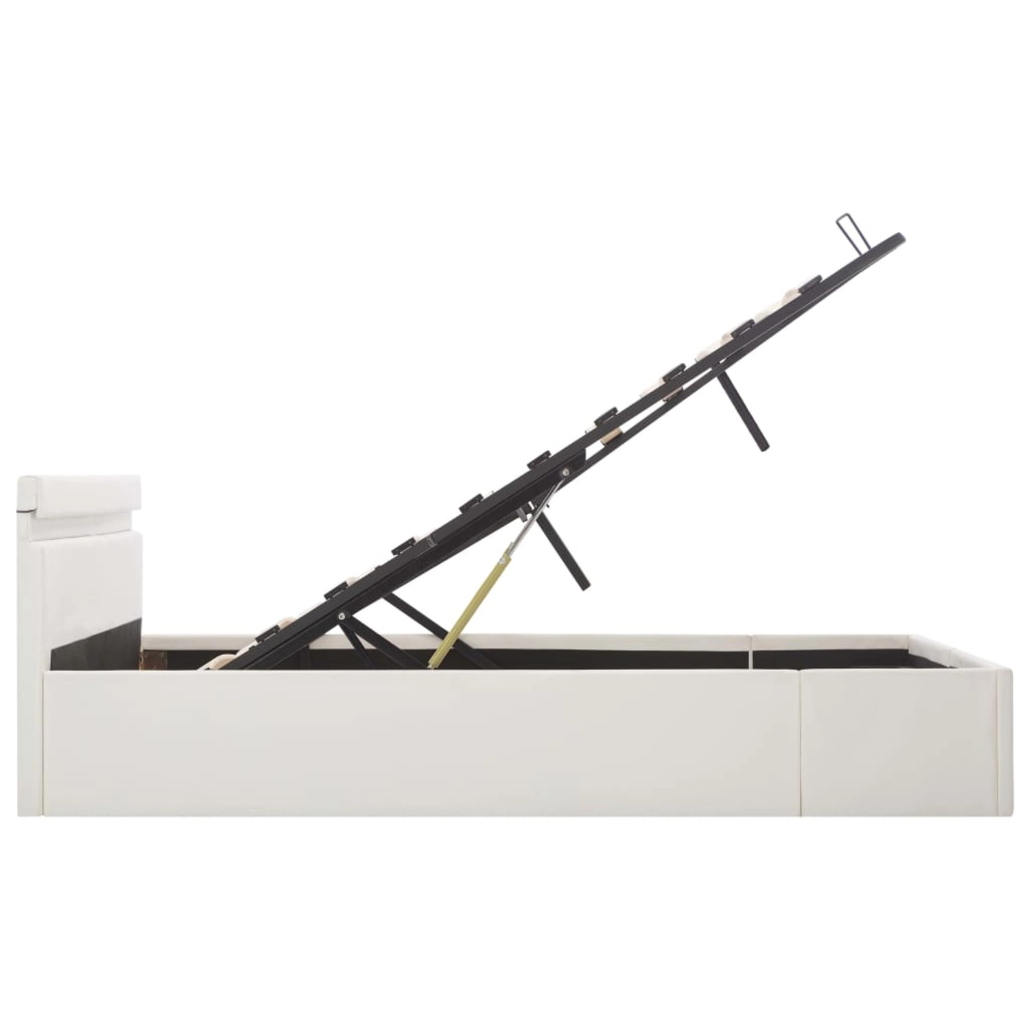 Weißes vidaXL Stauraumbett (180x200 cm) mit Kunstlederbezug, hydraulisch hochklappbar für mehr Stauraum.