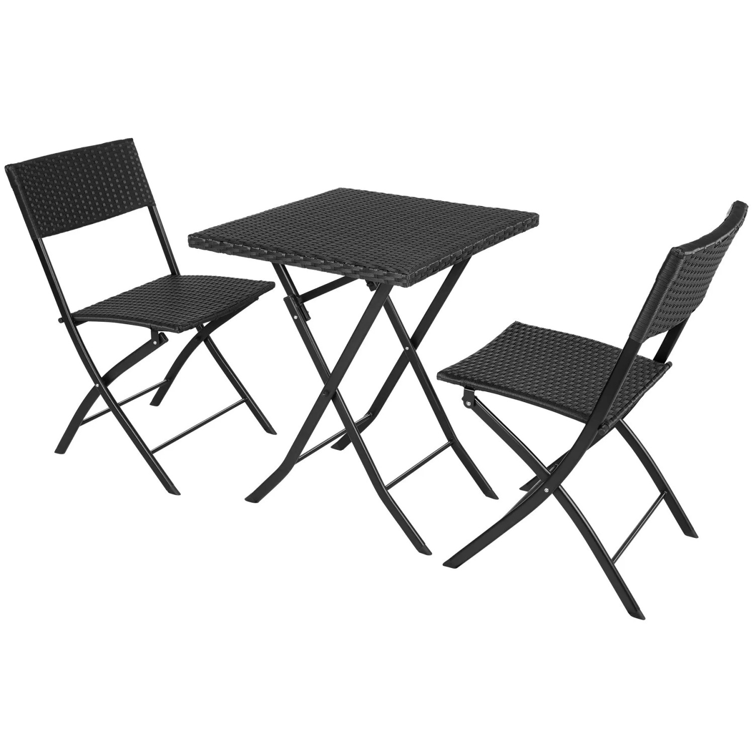 Tectake Rattanset Trevi Für 2 Personen Widerstandsfähig  45 x 54 50 x 81 cm Schwarz