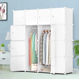 Rebiko Modularer Kleiderschrank Garderobe Schrank Regal Regal Weißer Kleiderschrank Faltbar Geräumig Xl