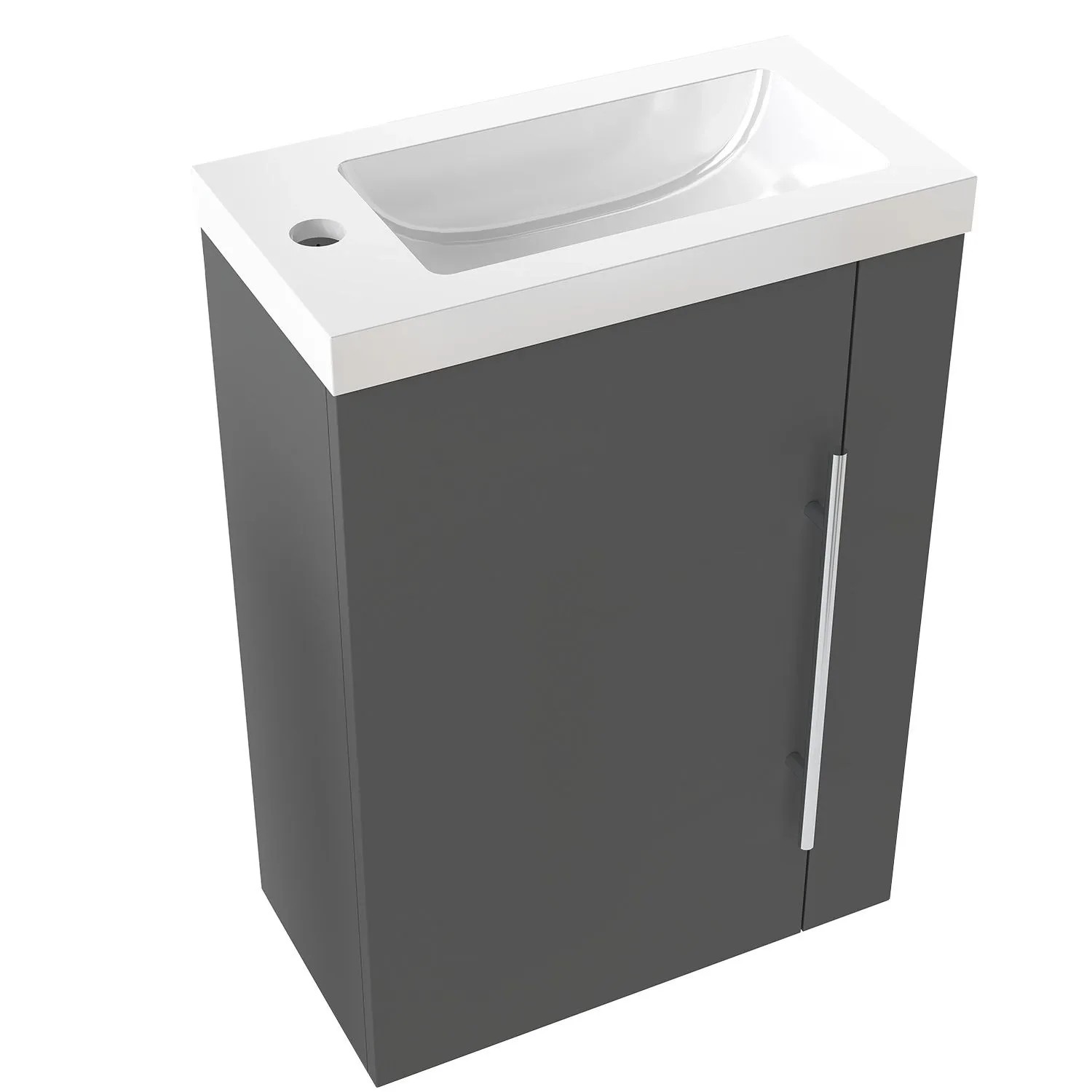 AICA Waschtisch mit Unterschrank 45 cm SILVIA Badmöbel Set 2 tlg. Gäste WC Waschbecken mit Unterschrank Anthrazit Matt Softclose