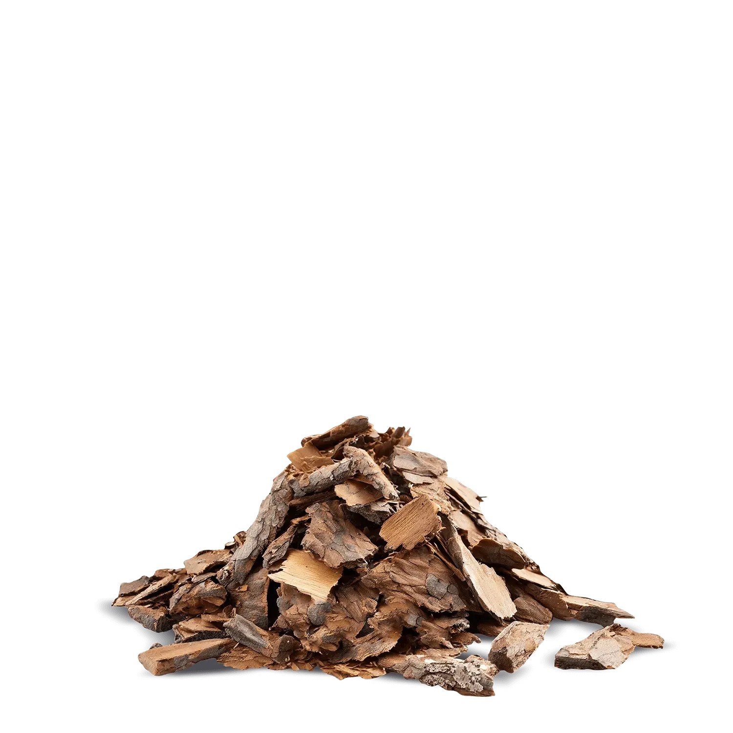 Haufen Galamio Kiefernrinde, mittlere Körnung, 60l Sack, als Bodenabdeckung oder Mulch.