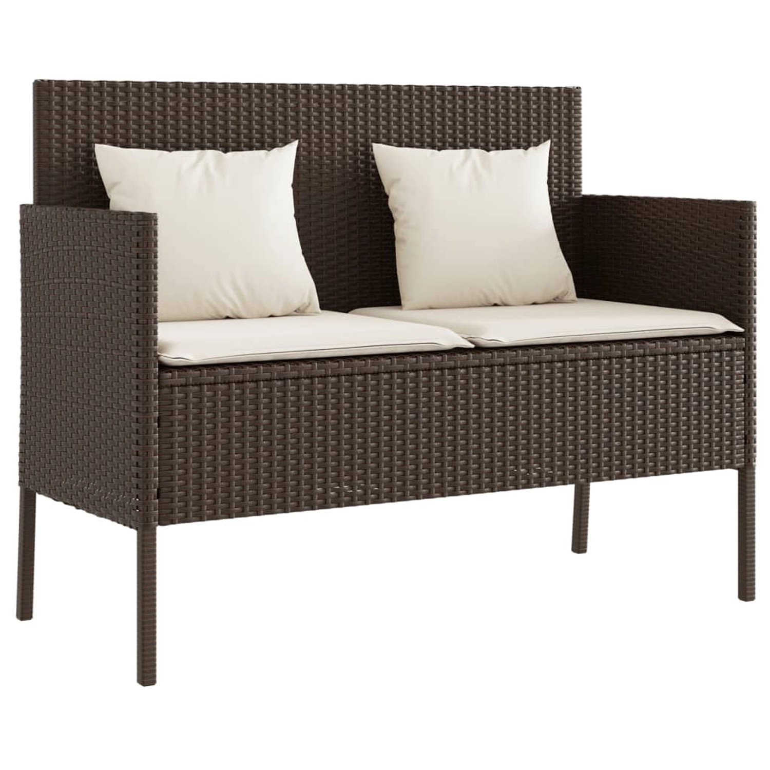 furnicato Gartenbank mit Kissen Braun Poly Rattan günstig online kaufen