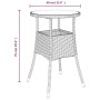 Skizze: Grauer Rattan Bistrotisch, Teil des 5-tlg. Gartenmöbel-Sets.
