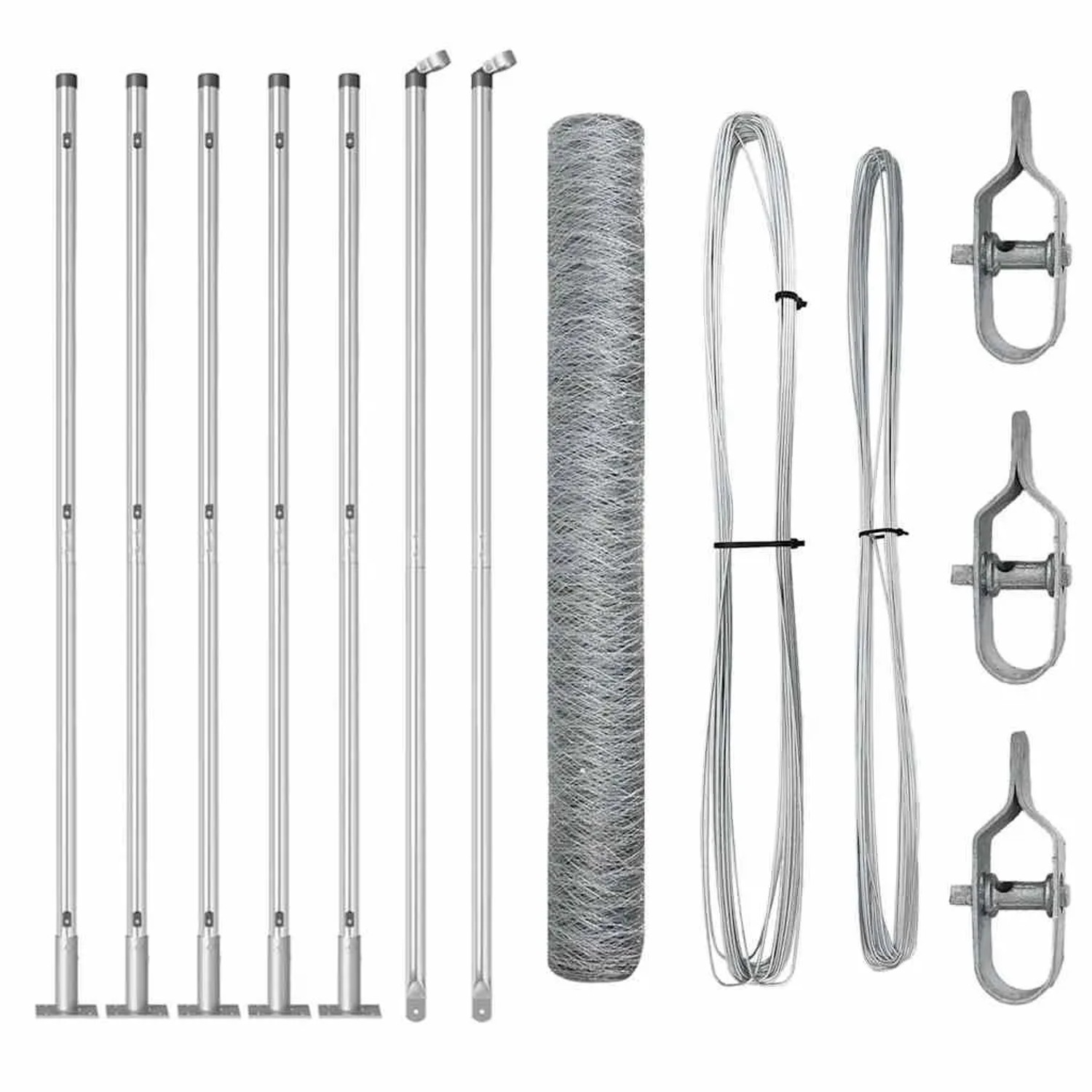 vidaXL Zaunpfosten Silber 10 x 1 m 50 mm Netz Stahl 3353765 günstig online kaufen