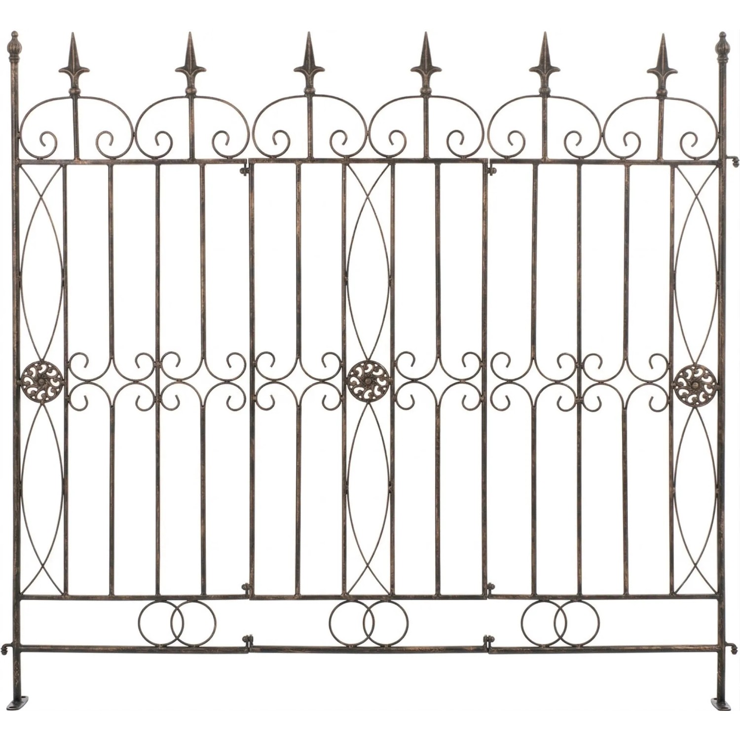 DELUKE Gartenzaun LINUS Antik 124x1x116cm Metall Bronze Steckzaun Element Rankzaun Eisen