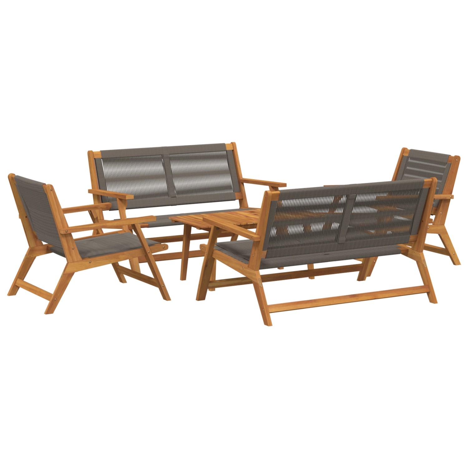 vidaXL Gartenstühle mit Tisch-Set 5-Teilig Grau Massivholz Akazie 3214462 günstig online kaufen
