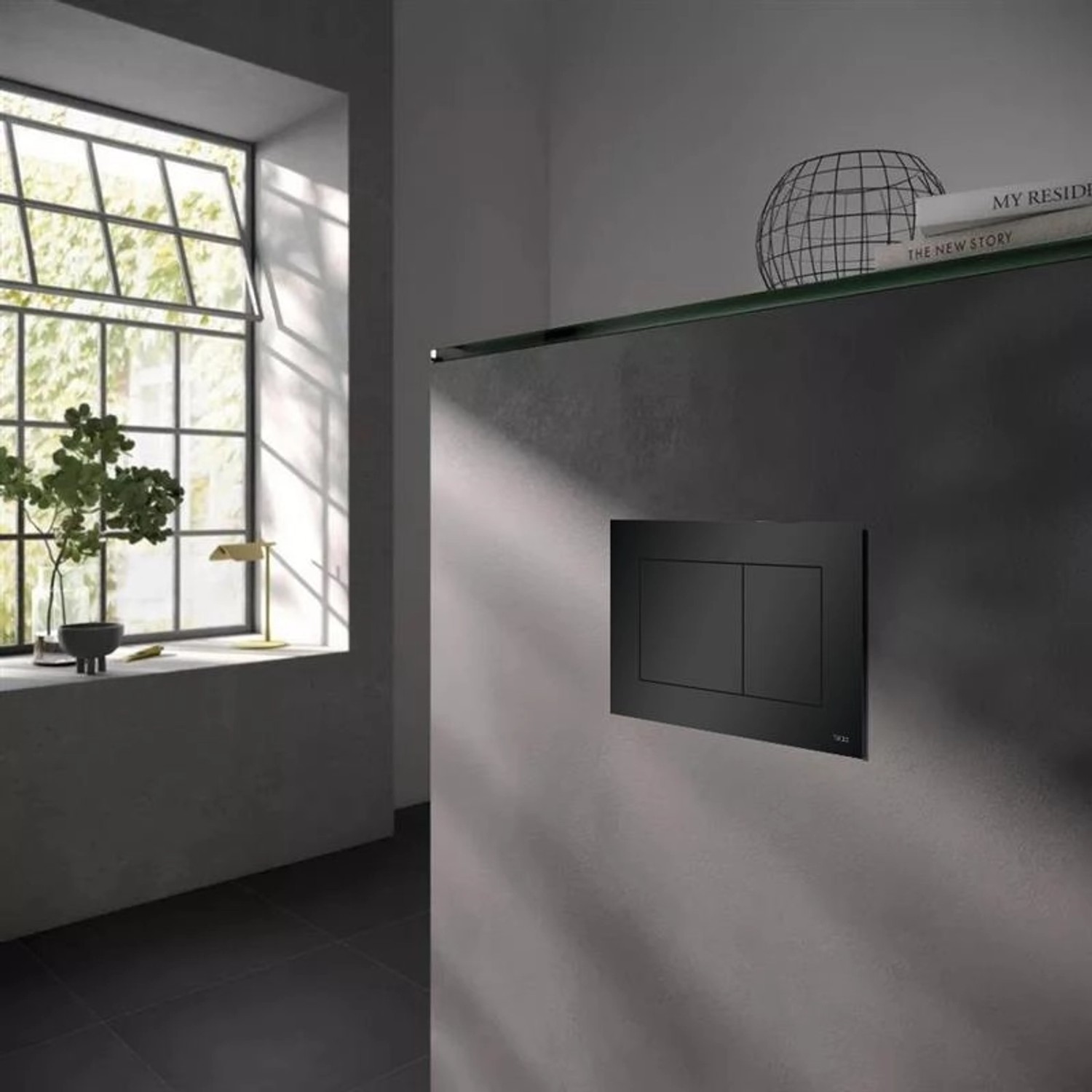 Bad Land WC SET Vorwandelement TECEbase + Toilette ROLO Weiß + Platte Rechteckig in Schwarz_4