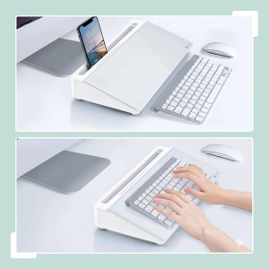 Relaxdays Schreibtisch Organizer Kunststoff Glas Weiß mit Whiteboard 5,5 cm x 40 cm x 18 cm 1,2 kg