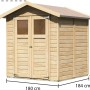 Karibu Holz-Gartenhaus, unbehandelt, 177x181cm. Gartenlaube mit Doppeltür und Maßen.