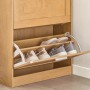 SoBuy Schuhkipper FSR137-N, Schuhschrank mit 2 Klappen in Natur mit Schuhen.