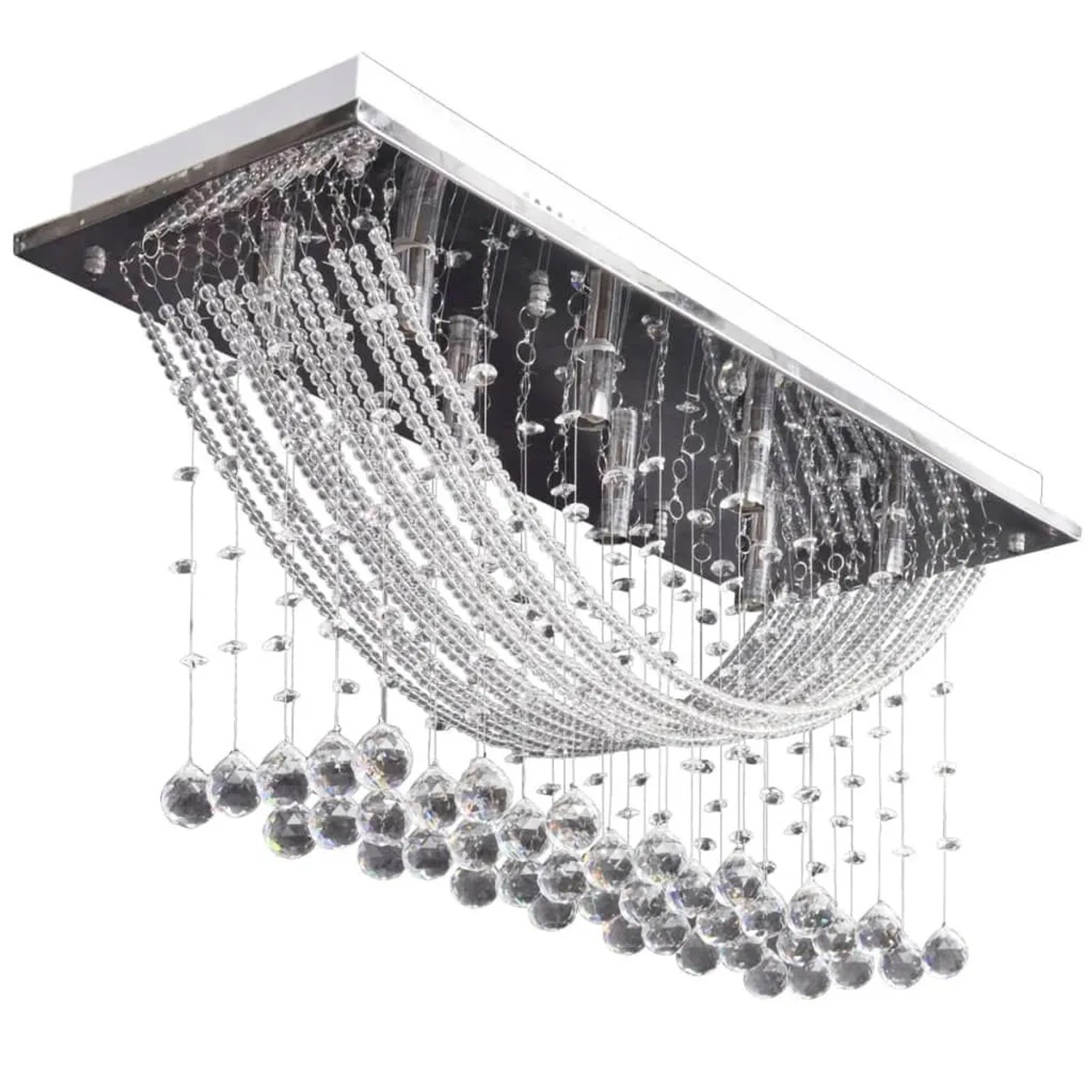 vidaXL Weiße Deckenlampe mit Funkelnden Glasperlen 8 x G9 29 cm 241391