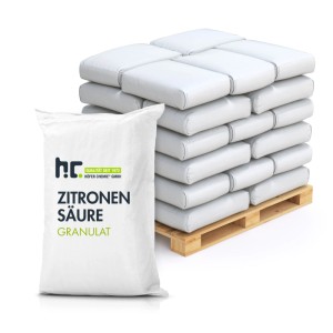 Höfer Chemie Zitronensäure Granulat, 40 Säcke à 25kg auf Palette. Reinigungsmittel für Haushalt & Gewerbe.