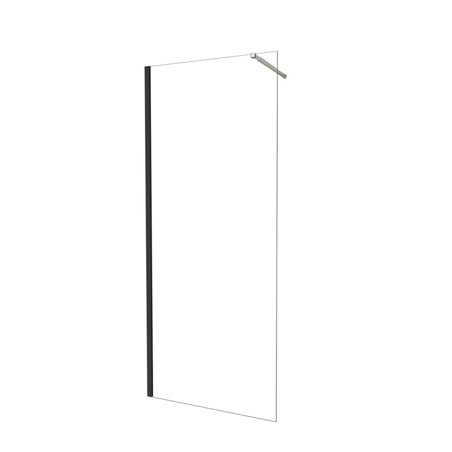 AICA Walk In Dusche 90 x 185cm Schwarz Duschwand Mit Stabilisator 6mm NANO ESG Duschabtrennung Duschtrennwand F084