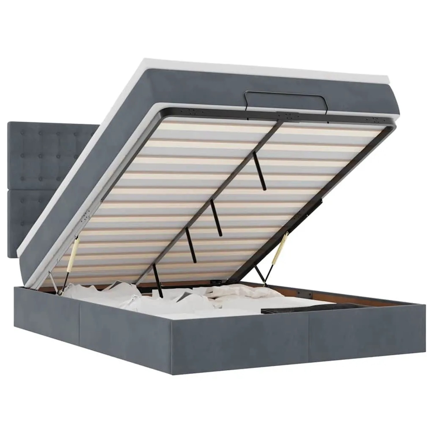 vidaXL Ottoman-Bett mit Matratzen Dunkelgrau 140x200 cm Samt 3313620