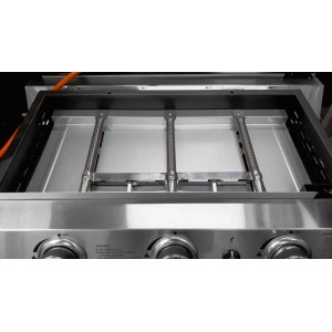 Justus BBQ Grill Plancha mit 3 Edelstahl Brennern und emaillierter Grillwanne.