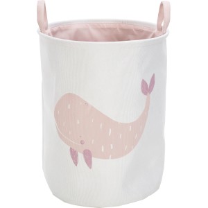 Rosa Aufbewahrungskorb Under The Sea mit Wal-Motiv, Ø 35x45 cm, für Kinderzimmer.