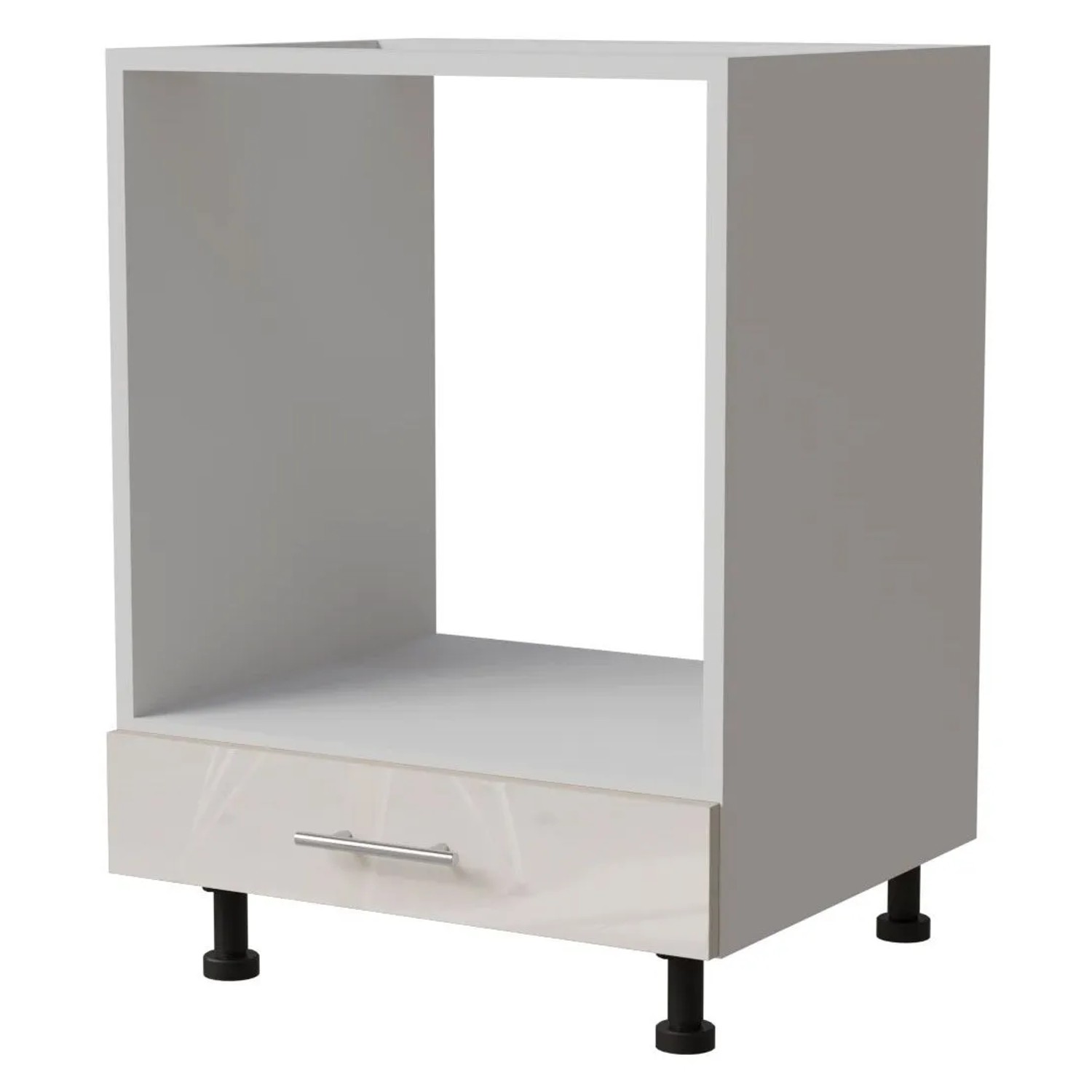 Feldmann-Wohnen Herdumbauschrank Brerra D11K/60 Weiß / RAL 9001 creme Hochglanz 60 / 50 / 82cm