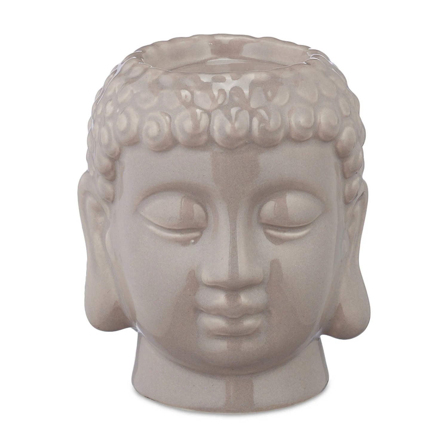 Relaxdays Buddha Teelichthalter Keramik Grau für 1 Teelicht 9,5 cm x 8 cm x 8 cm 0,2 kg