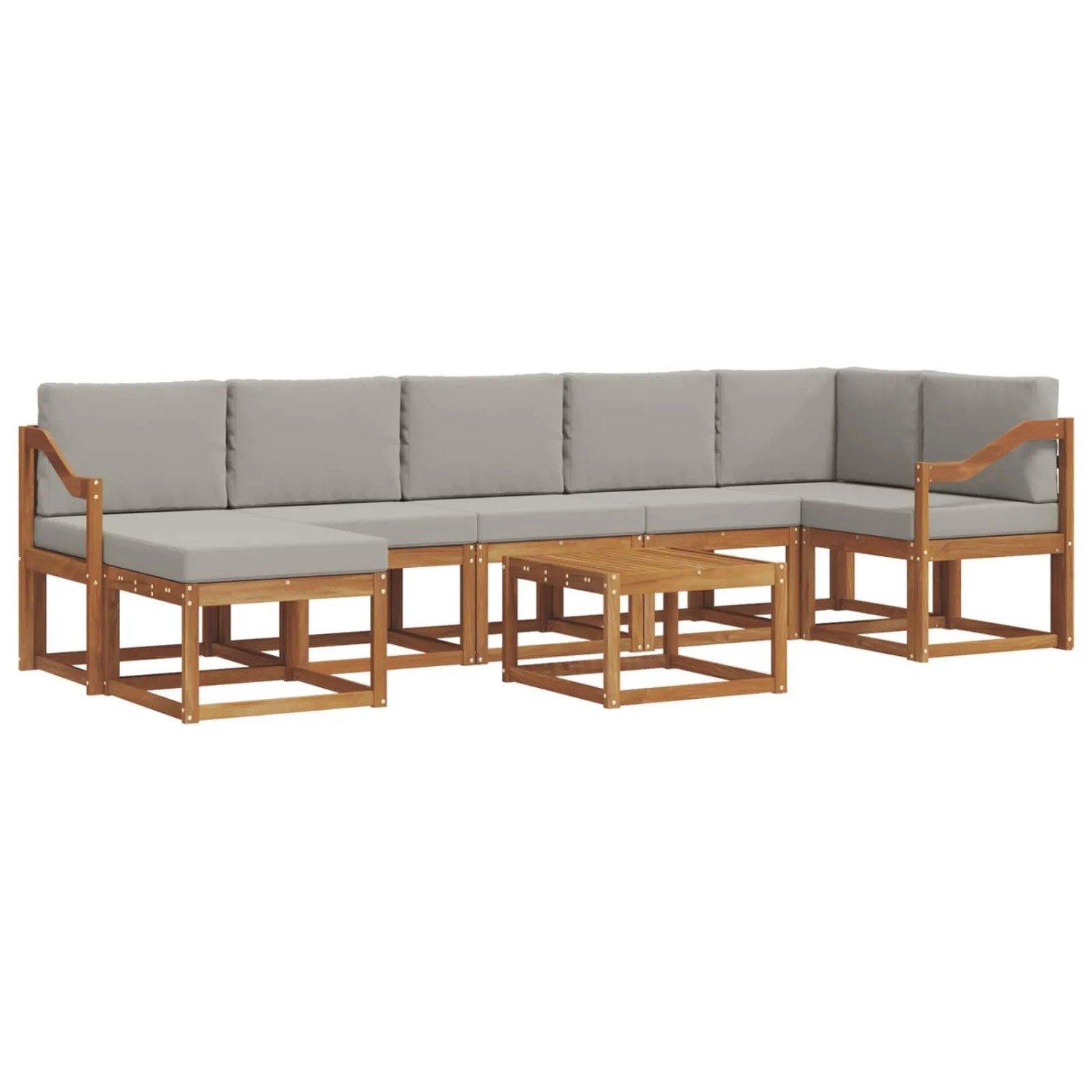 vidaXL Outdoor-Sofagarnitur mit Kissen 8-Tlg Natur und Hellgrau 3366759