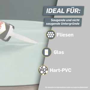 Pattex Kleben statt Bohren Kristallklar Montagekleber für Fliesen, Glas und Hart-PVC.
