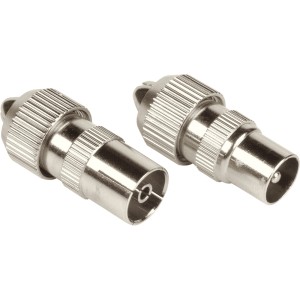Hama Antennen-Adapter-Set, 2 Koax-Stecker/Kupplung, schraubbar, silberfarben für Kabelverbindungen.