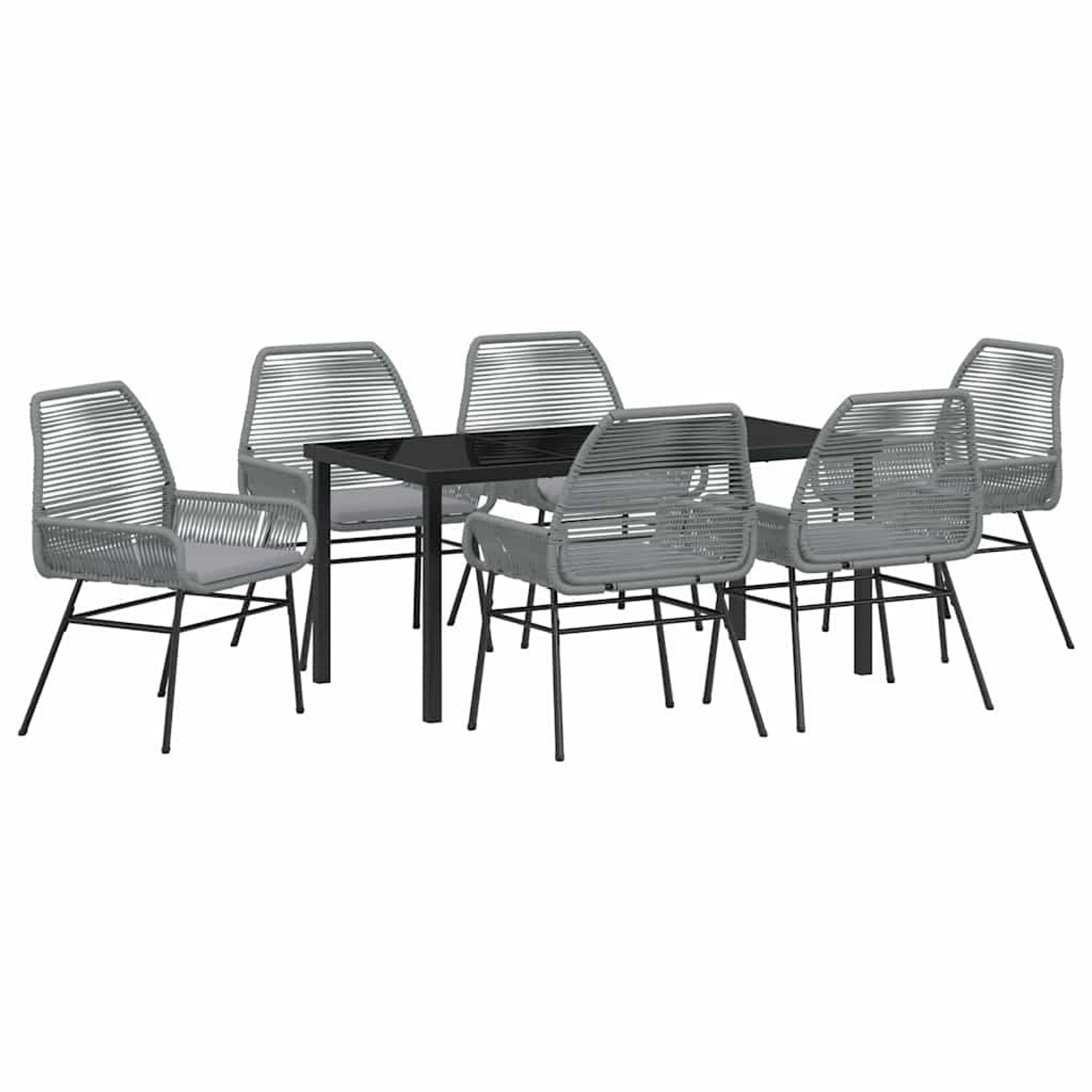 vidaXL Garten Essgruppe 7-Tlg Grau Poly Rattan 3380887 günstig online kaufen