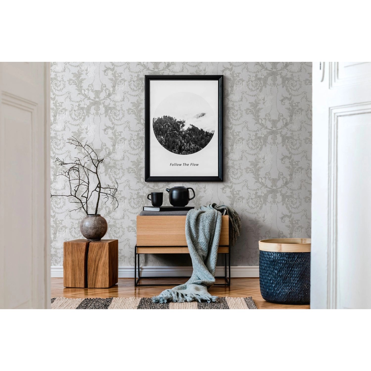 Bricoflor Hellgraue Tapete Im Barock Stil Shabby Chic Vliestapete Mit Ornam günstig online kaufen