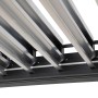 Detailansicht der verstellbaren Lamellen einer anthrazitfarbenen Sunjoy Multi-Pergola Matterhorn.