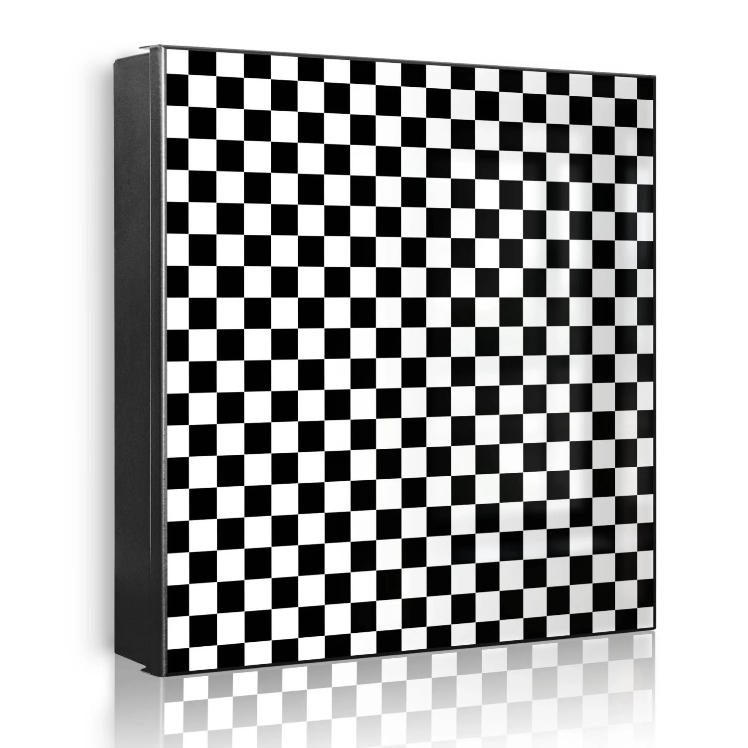 Banjado Großer Schlüsselkasten Metall 30x30cm Schwarz Scharnier Links 50 Haken Beschreibbar Magnetisch Motiv Karo Schwarz
