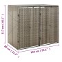 Graue vidaXL Mülltonnenbox für 2 Tonnen aus Poly Rattan, 140x80x117 cm.