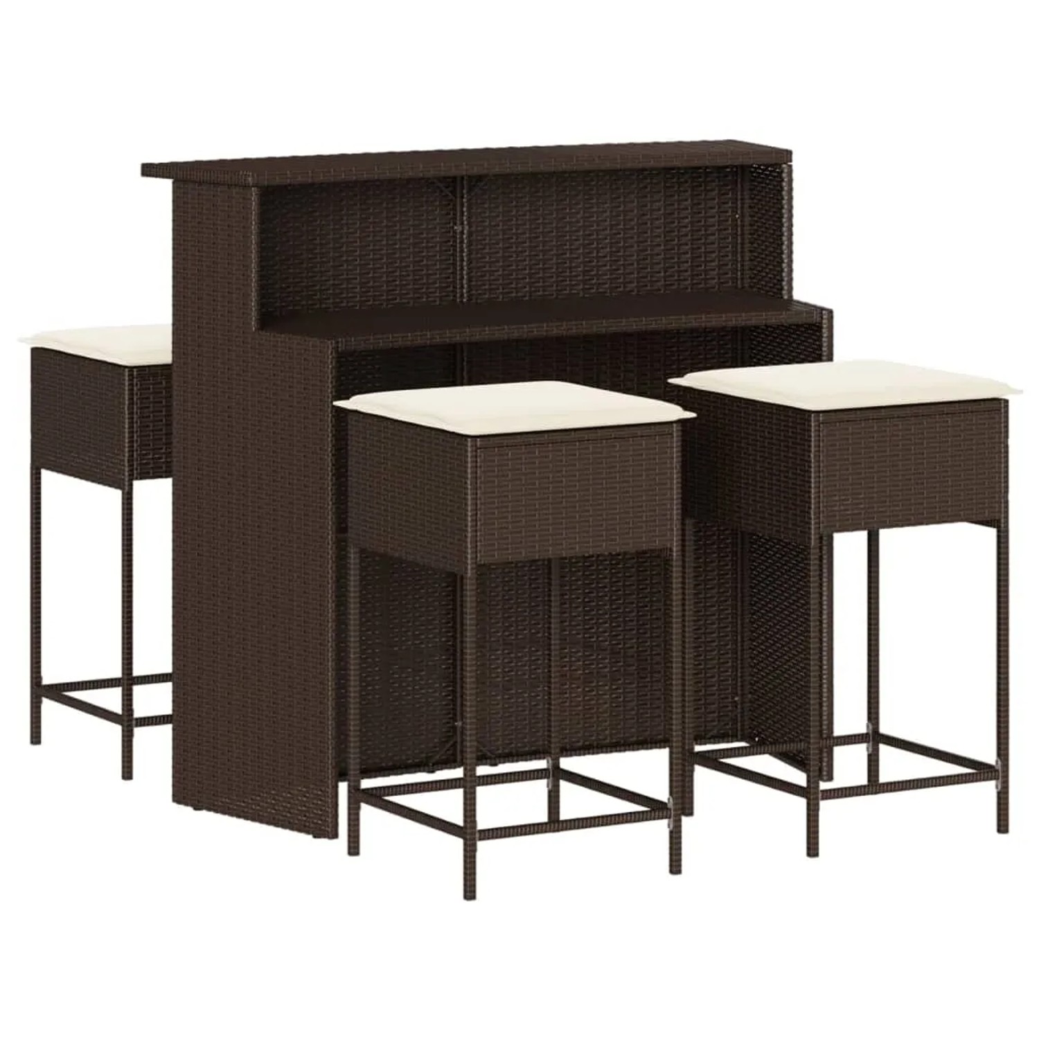 vidaXL 5-tlg Gartenbar-Set mit Kissen Braun Poly Rattan Modell 6