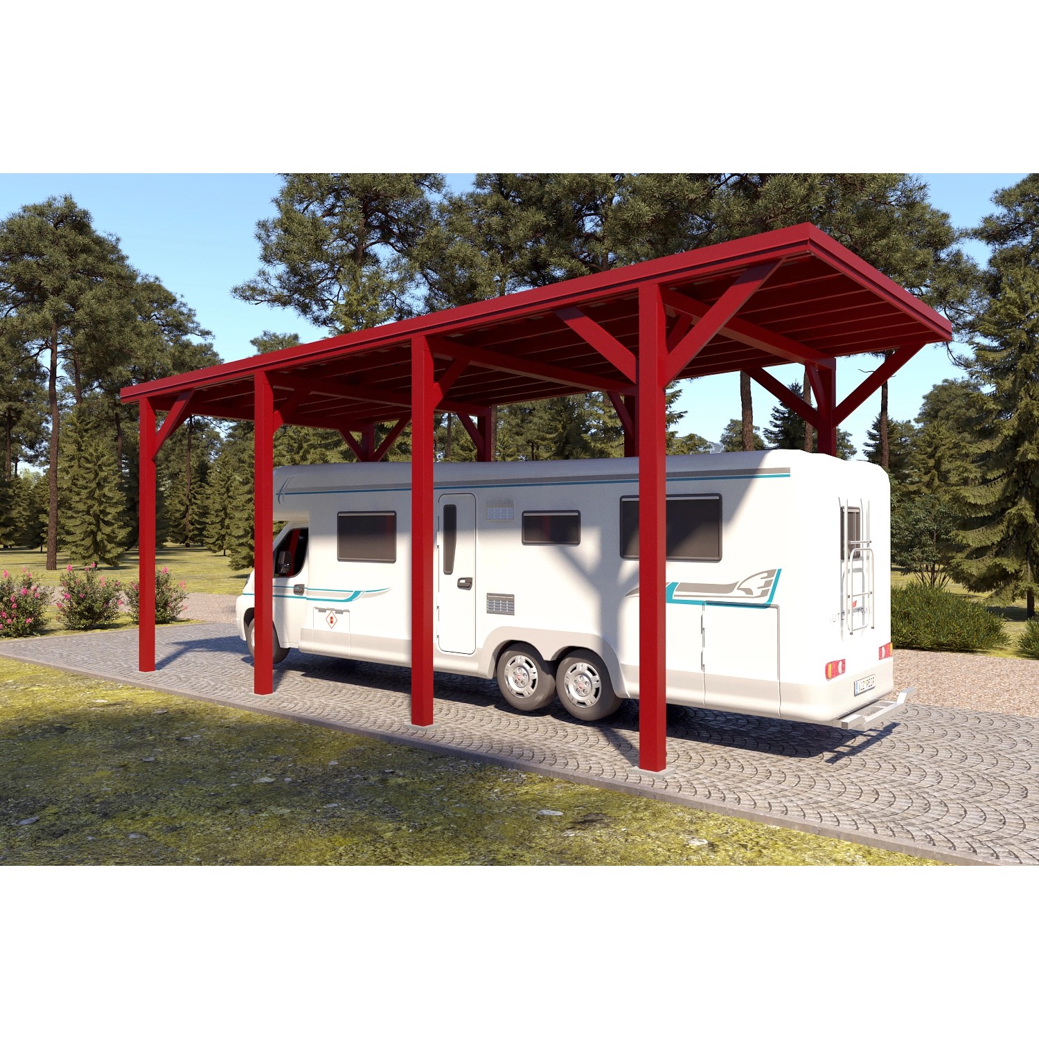 Holzbrüder Camping-Carport Ralf 32m² Oxidrot-Rot günstig online kaufen
