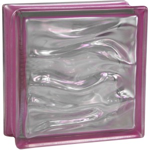 BM Glasstein Aqua Reflex Amethyst, 19x19x8cm. Klarer Glasbaustein mit Metallic-Effekt.